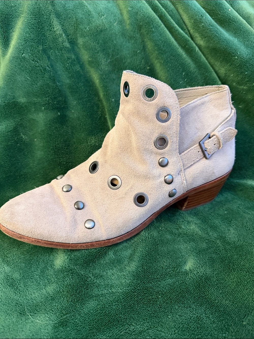 Sam Edelman Putty Suede Ankle Booties with Grommet Eyelet Detail